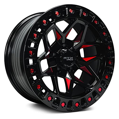 Alloy Wheel, Zion 17x9 5x127 ET-15 CB71.5 Gloss Black Milled Red