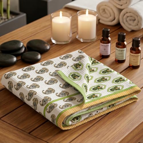 Image of Mafatlal Madhuban Soft & Absorbent Cotton Bath Towel (147x76 cm) | 250 GSM | Lightweight, Quick Dry, Floral Design