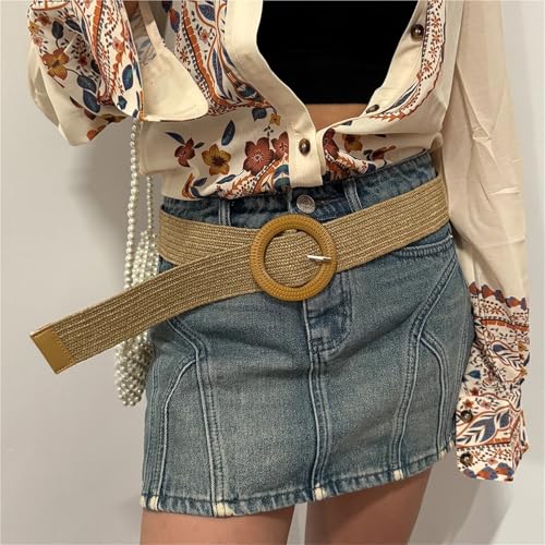 Straw Woven Belt Women Straw Belt Wide Elastic Waist Braided Waistbelt4