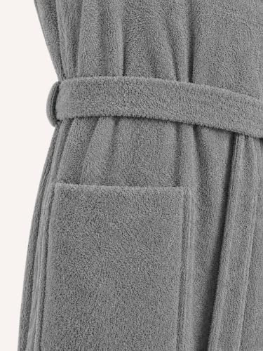 Image of RANGOLI Royal Bamboo Premium Bathrobe For Women | Ultra Soft Bamboo Yarn Lightweight Bathing Robes | 460 GSM Highly Absorbent & Quick Drying Luxurious Bath Gown | Knee Length Bath Robe - Dark Grey