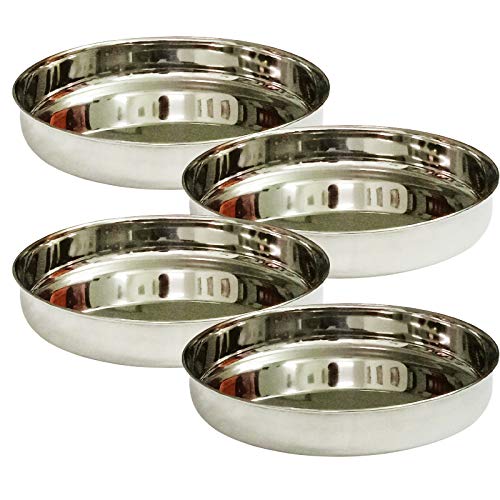Buy Stainless Steel Dinner Plate SS Lunch Rice Plate - 4 Piece Dia:24cm ...