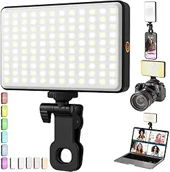Iluminação Selfie com Clipe Ajustável para Vídeos e TikTok - Luz Auxiliar Led RGB Para Celular Notebook Selfie Led Ring Light Profissional Fotografia Flash Iluminação De Preenchimento De Vídeo E Foto
