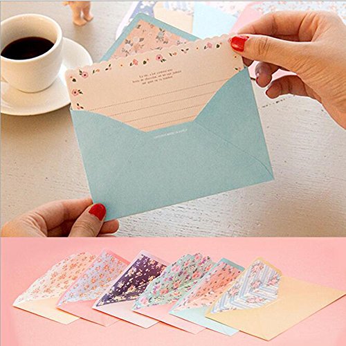 Scstyle 32 Cute Lovely Kawaii Special Design Writing Stationery Paper+16 Envelope 3.45 X5.4 Inch -(Flower) #TOP6