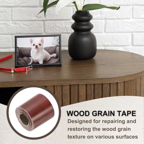 Image of PATIKIL Wood Grain Tape 2 inch x 32 ft, Self-Adhesive Wood Texture Repair Tape Realistic Wooden Effect Patch for Furniture Cabinets Floor Walls, Walnut
