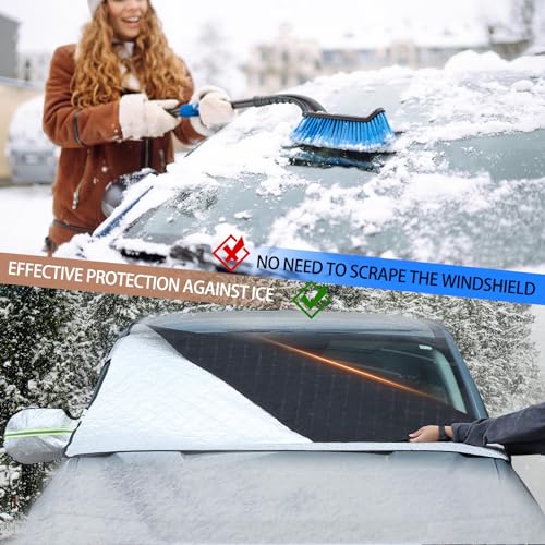 Image of Windshield Snow Cover Fit for Ford Ranger Maverick 2022-2024, Front Windshield Cover for Ice and Snow, Extra Thick Windshield Ice Cover Protect from Rain, Sun, Frost(Silver)