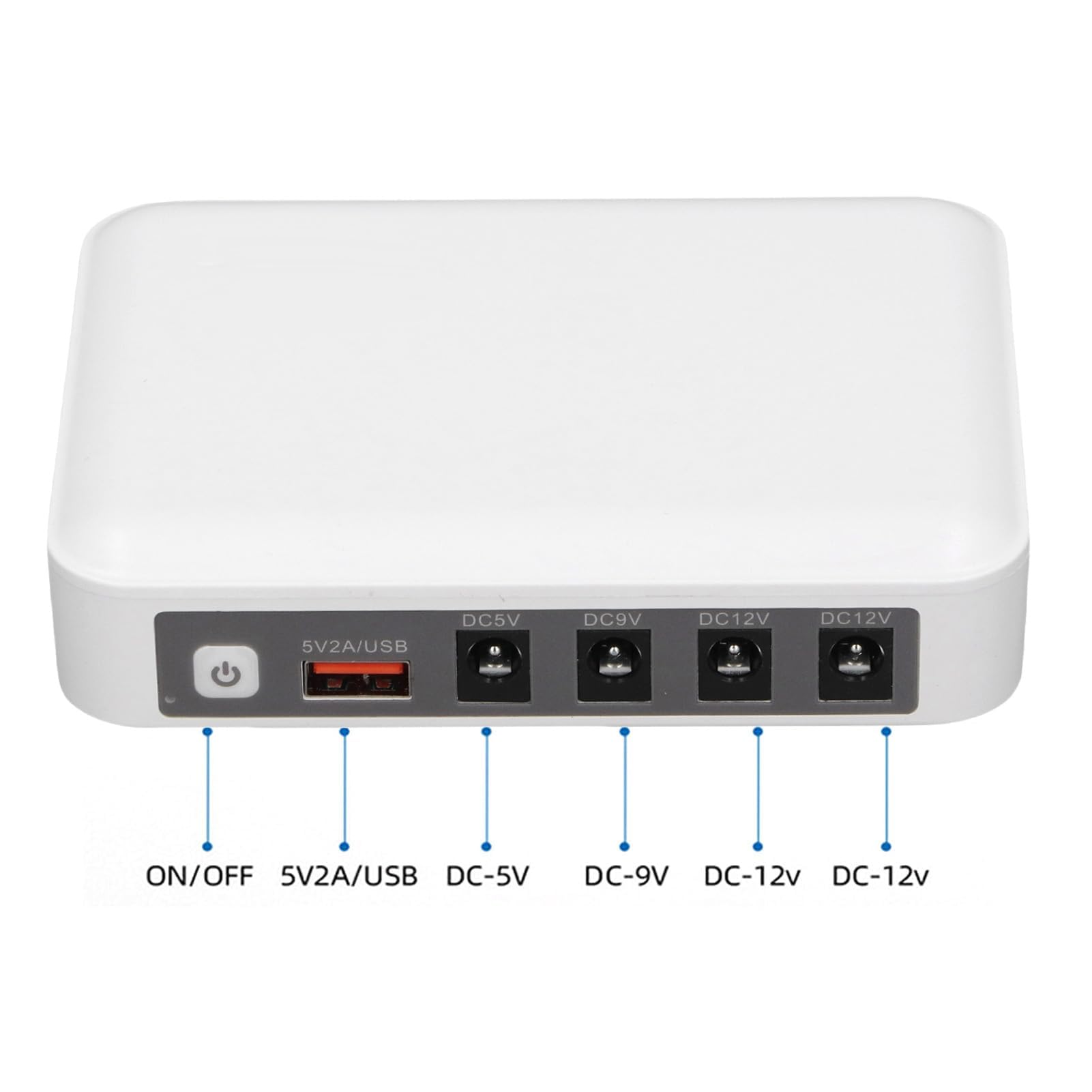 Mini UPS Onduleur 6000mAH de Grande Capacité USB 5V DC 5V 9V 12V Sortie Multiples Gardes Router UPS Alimentation de Secours Modem de Sécurité Caméra de Sécurité Alimentation (Prise UE)