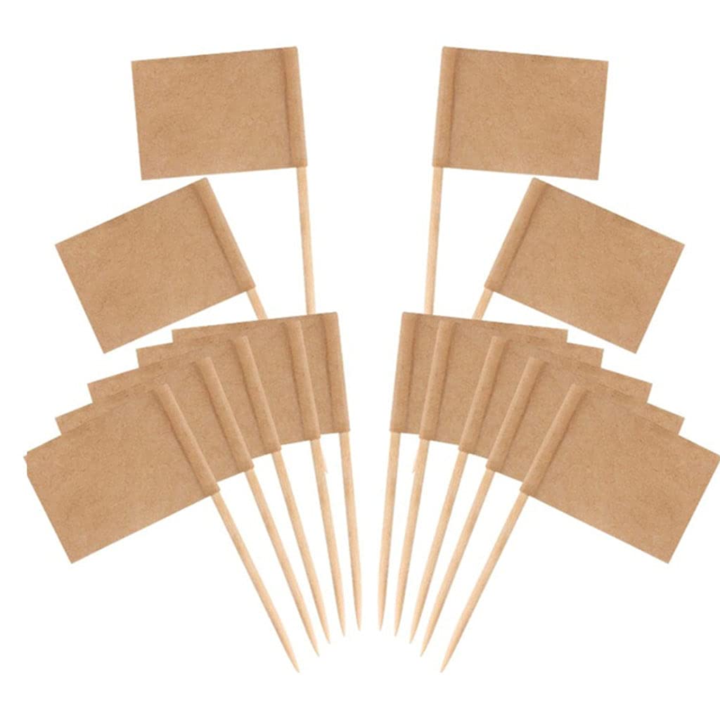 Lerpwige 100pcs Blank Flags Food Labels Cheese Marker Picks Cupcake