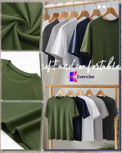 5 Pack Men's Big & Tall Cotton T-Shirts, Short Sleeve Crew Neck Shirts Moisture Wicking Classic Tees Bulk Multipack3