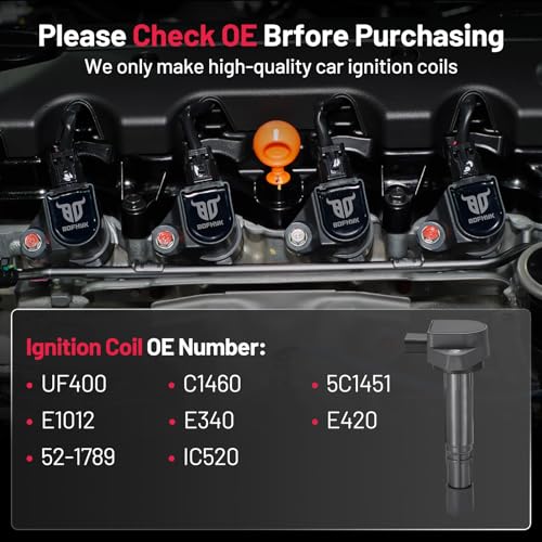 Image of BDFHYK Ignition Coil Pack UF400 Compatible with Honda Civic 2001-2005 Honda Pilot Ridgeline Acura EL MDX 01-09 Saturn Vue 04-07 V6 L4 1.7L 3.5L Acura Oem Coil Pack Set of 6