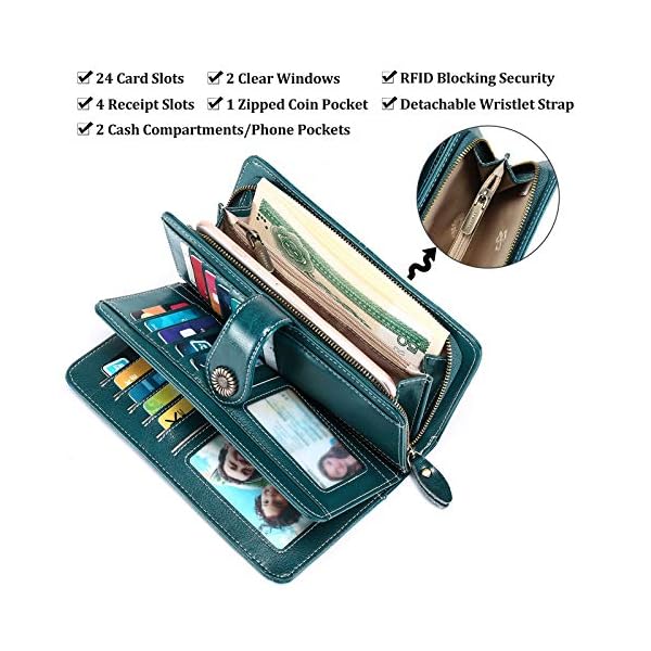 FALAN MULE Women's Wallet Genuine Leather RFID Blocking Large Capacity Trifold Ladies Wallet - Image 5