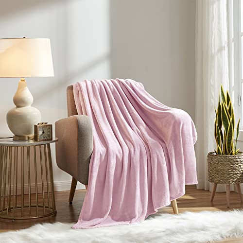 Fleece Blanket Twin Size Pink Lightweight Super Soft Cozy Luxury Bed Blanket Microfiber