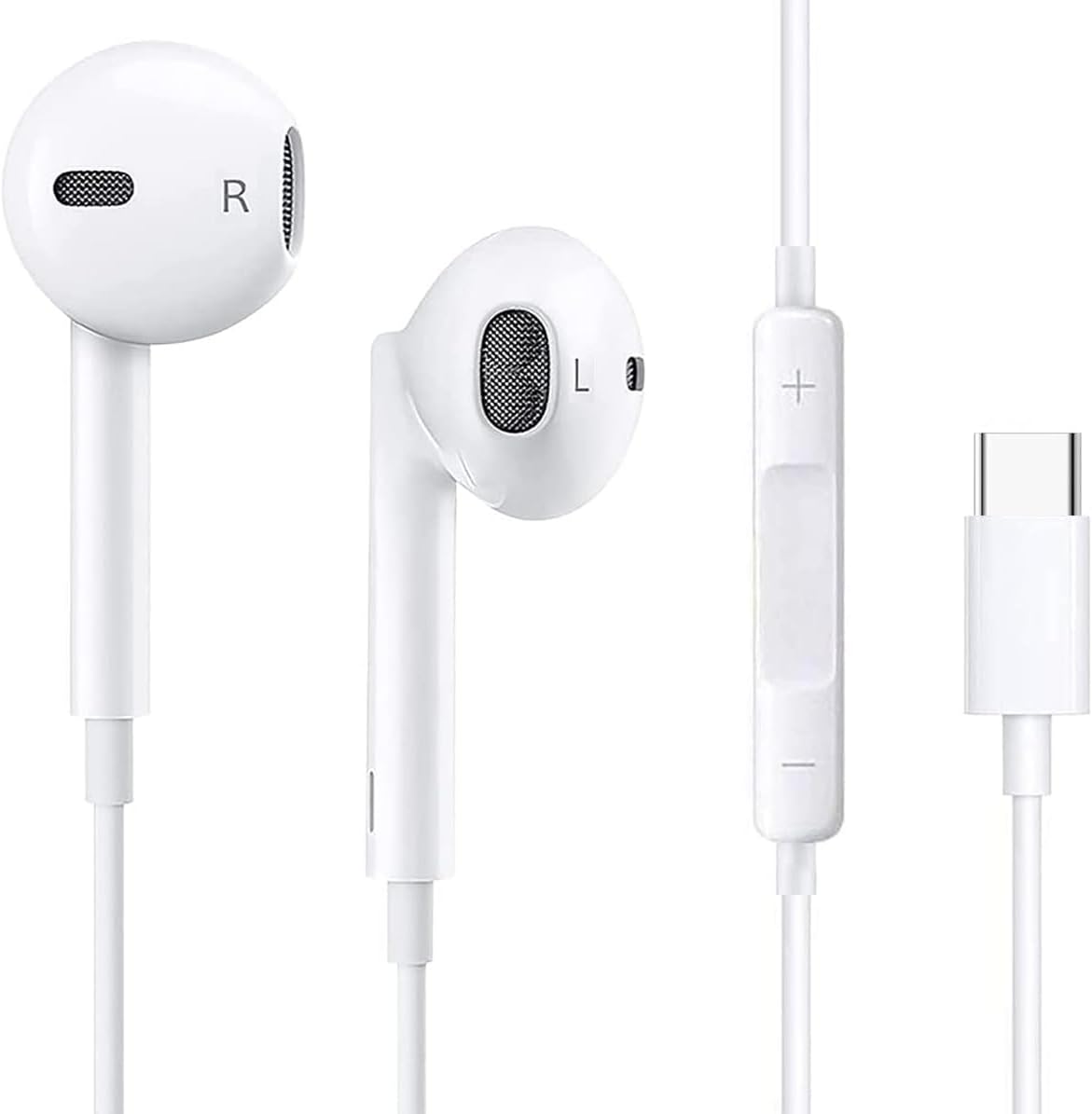 USB C Headphones Earbuds for iPhone 16, Type C Earbuds Wired Earphones (Microphone & Remote Control) Noise Cancelling for iPhone 15 Pro Max, lPad Pro, Galaxy S23/S22/S21/S20/Ultra Note10/20, Pixel