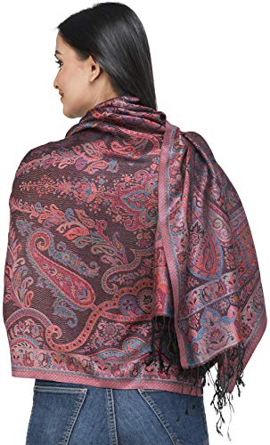 Étole en super soie Jamawar réversible violette le cadeau d'exception idéal - 4