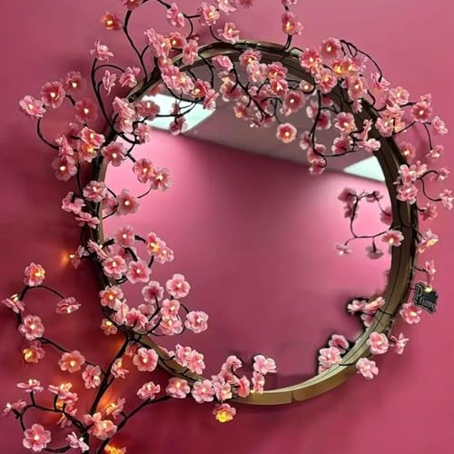 Guirnalda de luces LED con flores de glicina rosa y 8 modos 2