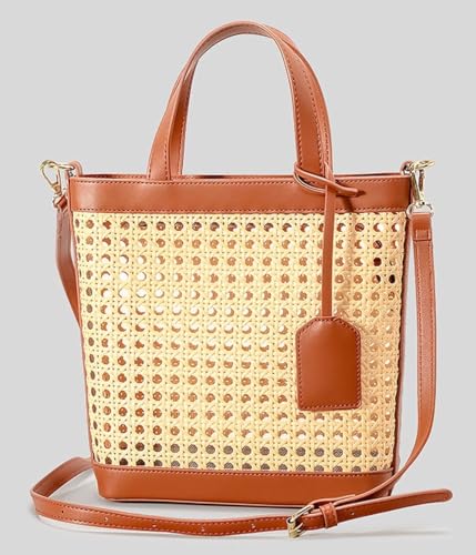 Bolso Tote de Ratán para Mujer Bolso de Playa de Paja miniatura 3