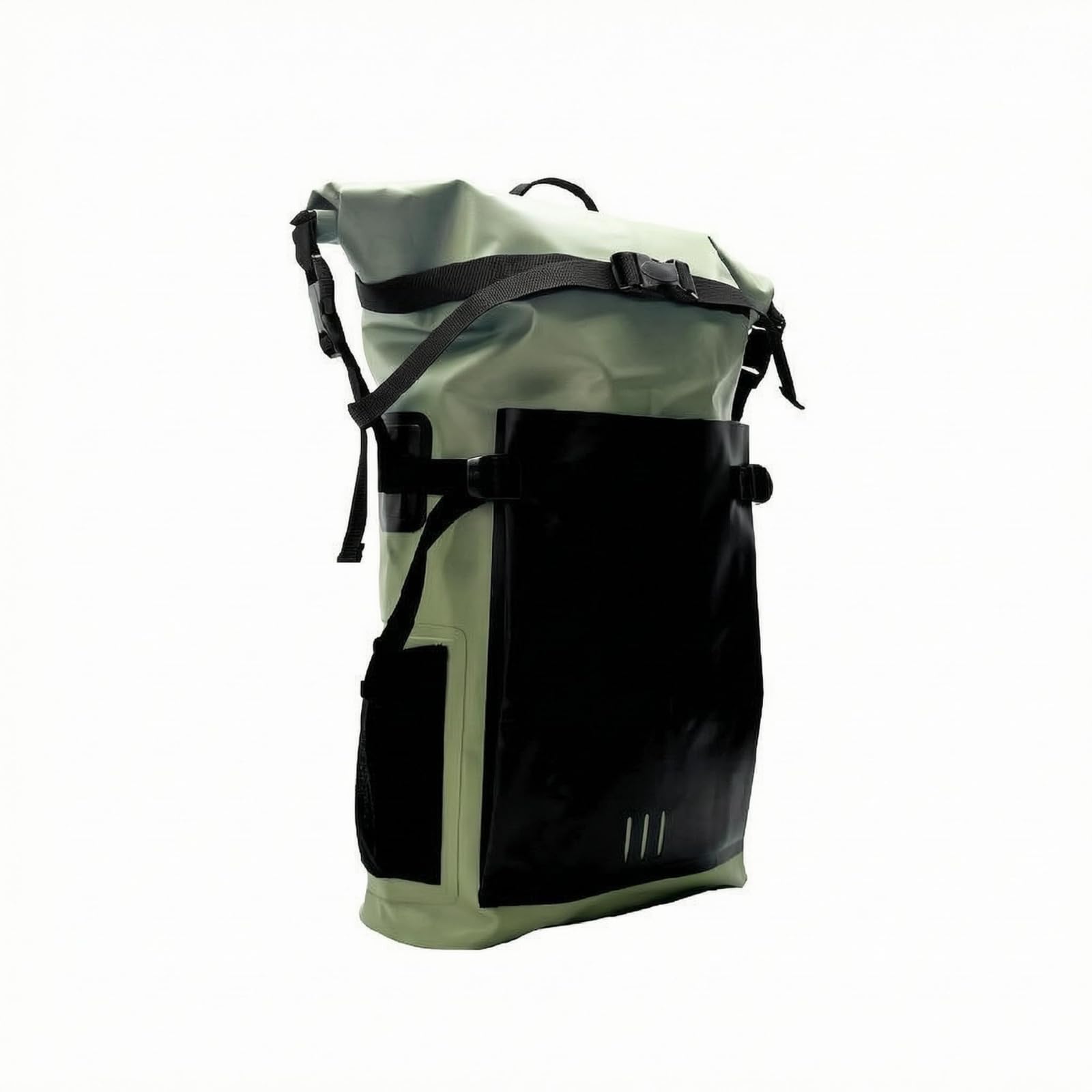 Compression Straps Roll Roll-Top Waterproof Backpack Buckle Closure Waterproof Backpack Sack Two-Tone Outdoor Bag Front Panel Design for Water Activities, Army Green-image-40