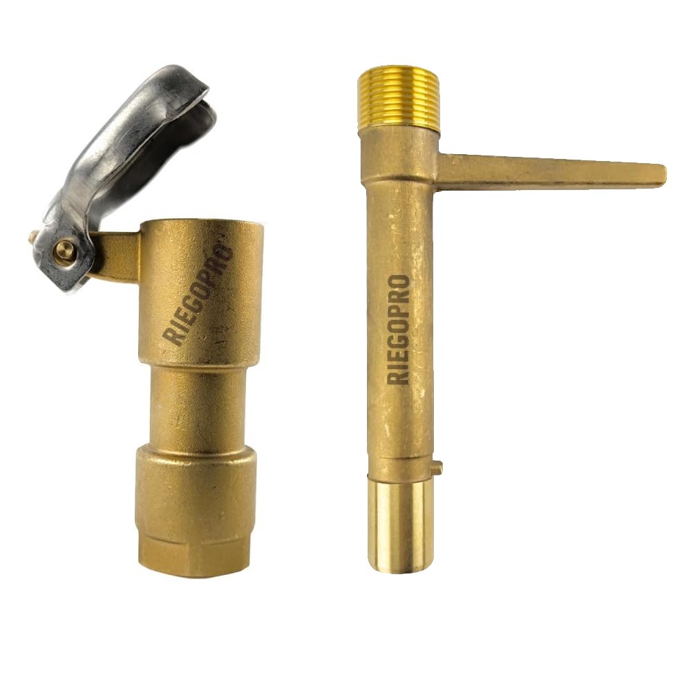 RIEGOPRO Pack 2 en 1 – Boca de Riego Hidrante Acople Rápido ¾″ + Llave de Bayoneta ¾″ en Latón | Conexión estándar ¾ pulgada, instalación profesional, para jardín, riego comunitario o agrícola