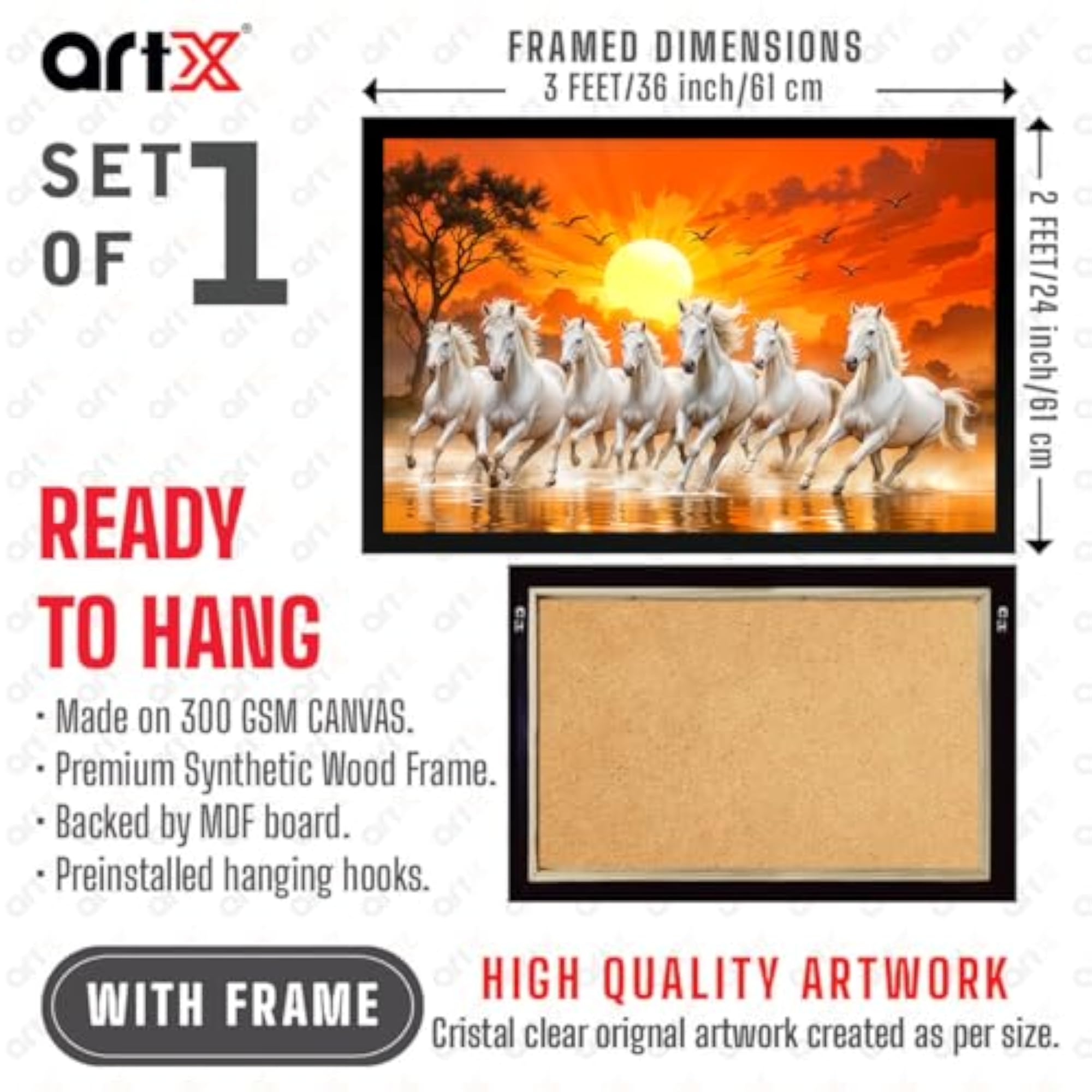 Canvas 7 Seven Horses Vastu Painting Big Size
