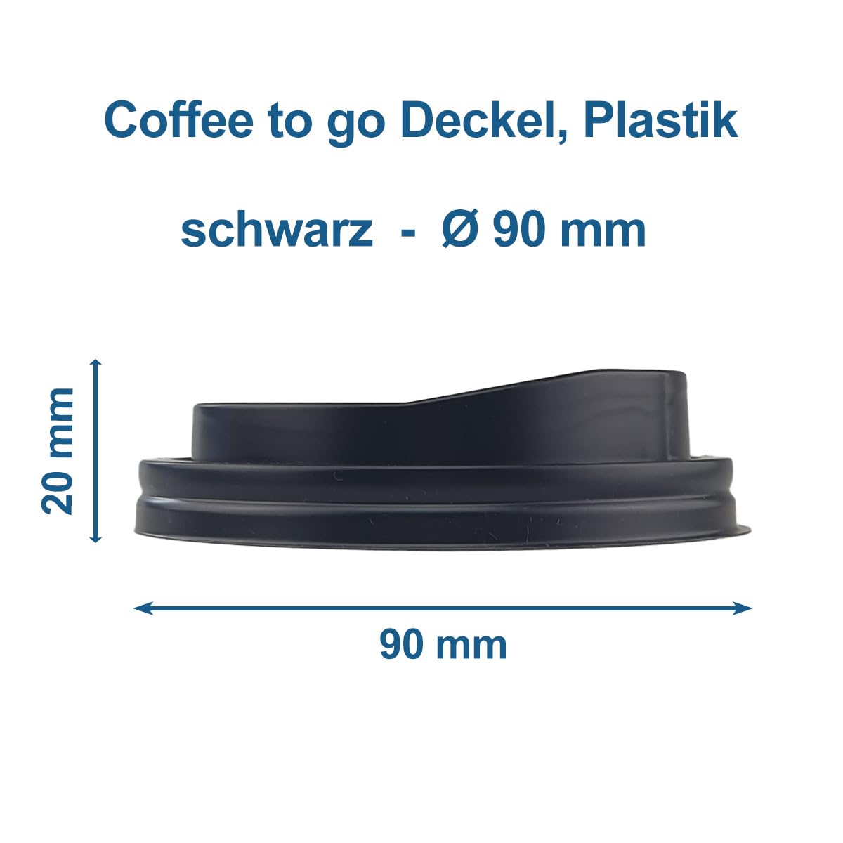 1.000 Coffee to Deckel aus Kunststoff, schwarz 90mm Deckel für Kaffeebecher Kunststoffdeckel