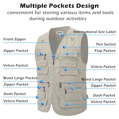 Mens Outdoor Casual Vest Summer Lightweight Multi Pockets Multifunction Gilets2