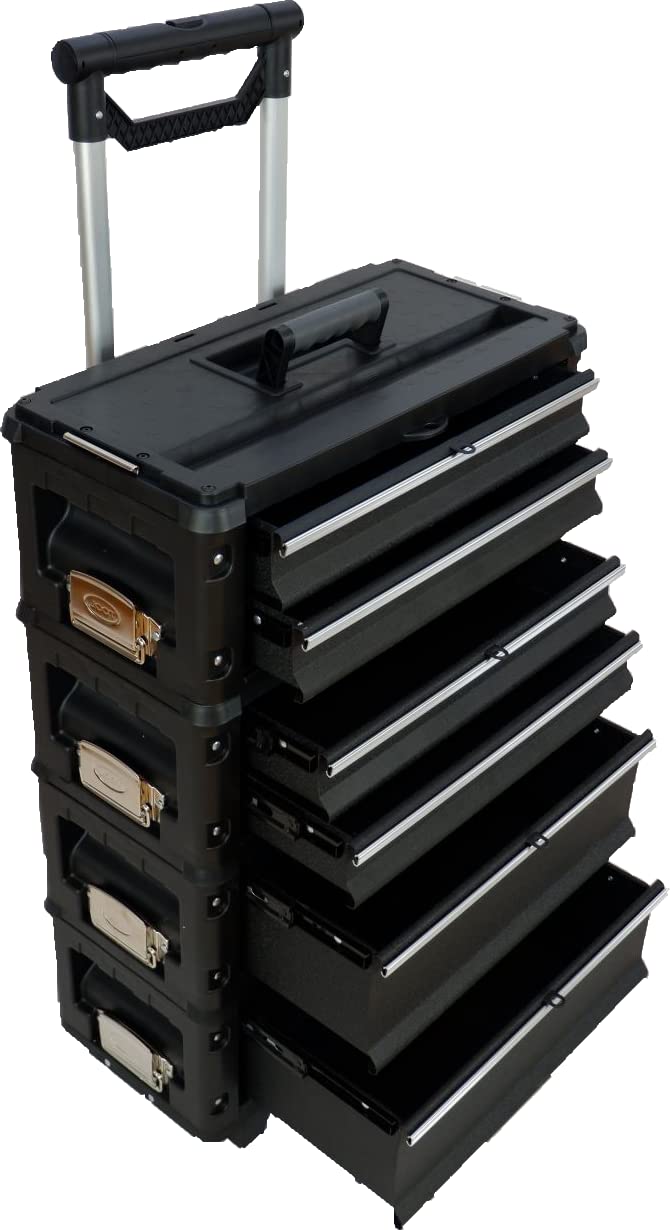 Metall Werkstattwagen rollender Werkzeugtrolley XXL B4-B schwarz mit Schubladenverriegelung und Schloss