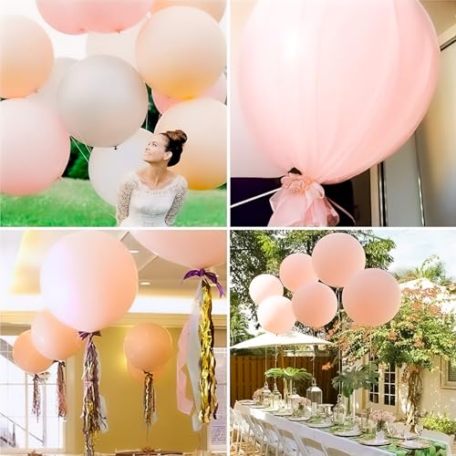 Image of PartyWoo Pale Pink Balloons 4pcs 36 Inch Light Pastel Baby Pink Latex Helium Balloons for Birthday Engagement Bachelorette Baby Shower Easter Princess Butterfly Theme Party Decorations Pink-Q01