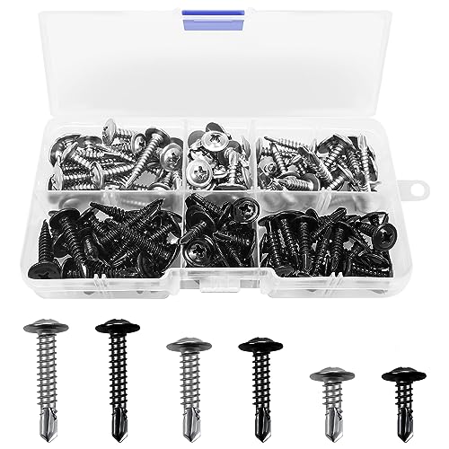 Viti A Testa Piatta M4.2, Autofilettanti, In Acciaio Inox 410, Filettatura Completa, A Coda Di Piccione, Autofilettanti (Nero, Argento)