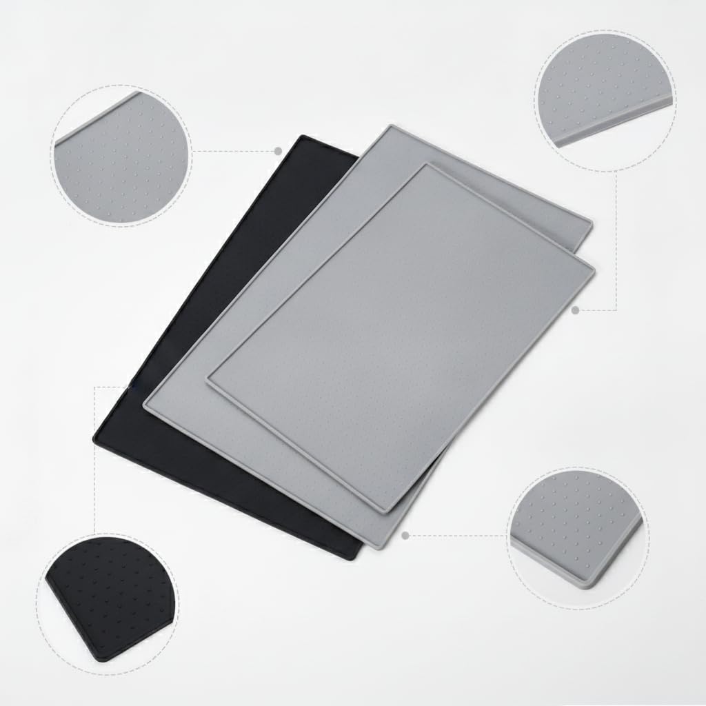 MagiDeal Tapis en Silicone Antidérapant Gamelle Animal Tapis de Nourriture Nappe Étanche Protection Contre Taches Éclaboussures Chaleur Lavable Réutilisable, Blanc cassé, 80 * 60