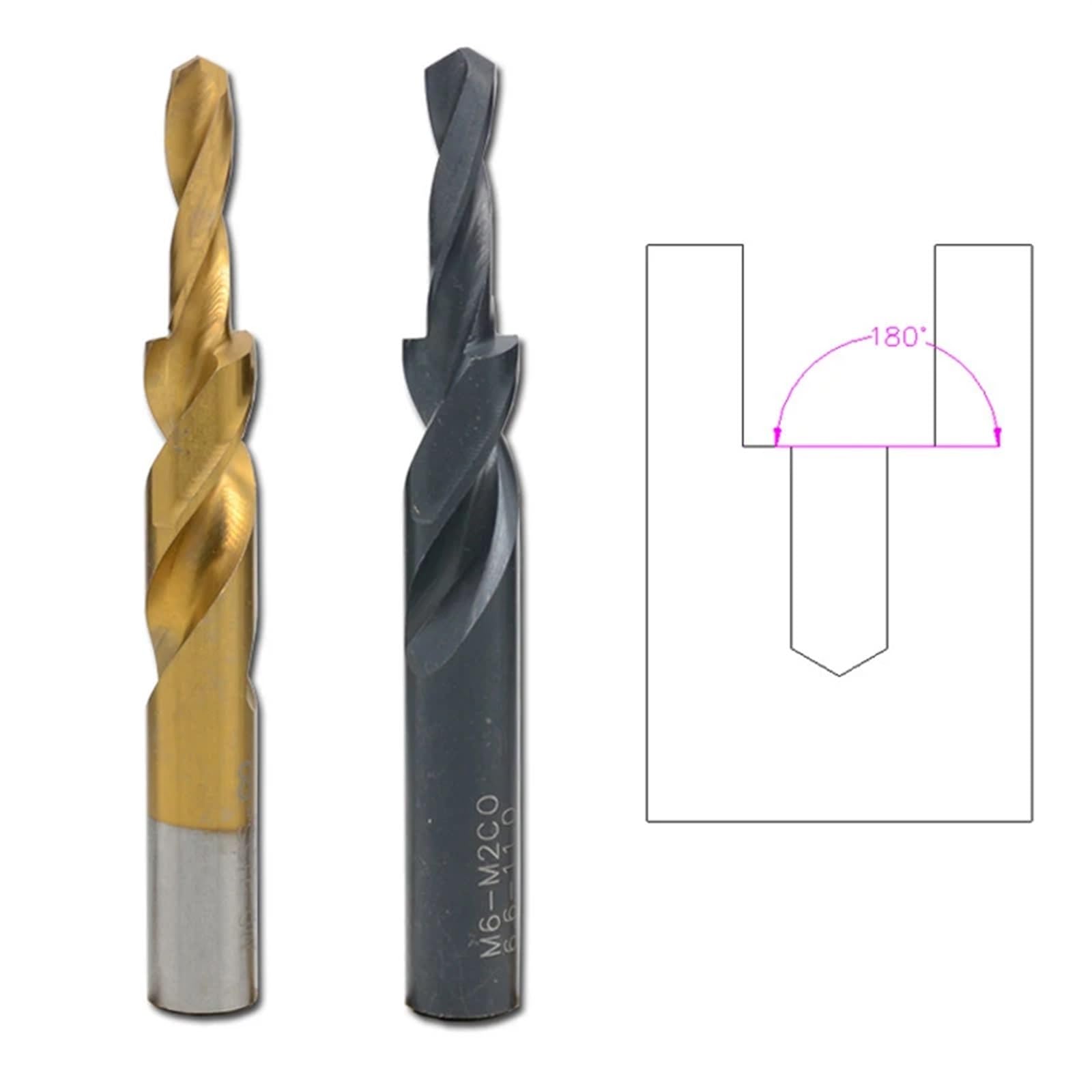 1 szt. HSS Wiertło stopniowe powlekane czarnym tlenkiem, wiertło z łbem stożkowym 90/180 do miedzi aluminium M3-M12 (powlekane tytanem, M6(90 stopni))