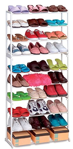 Babz  Zapatero de plástico de 10 niveles en negro/blanco  para 30 pares