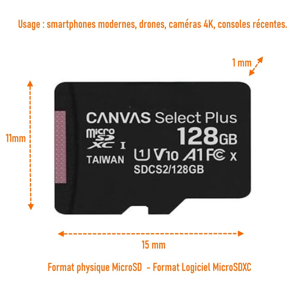 Acce2s - Scheda di memoria Micro SD da 128 GB, classe 10, per CROSSCALL Trekker X4 - Core X3 - Action X3 - Trekker X3