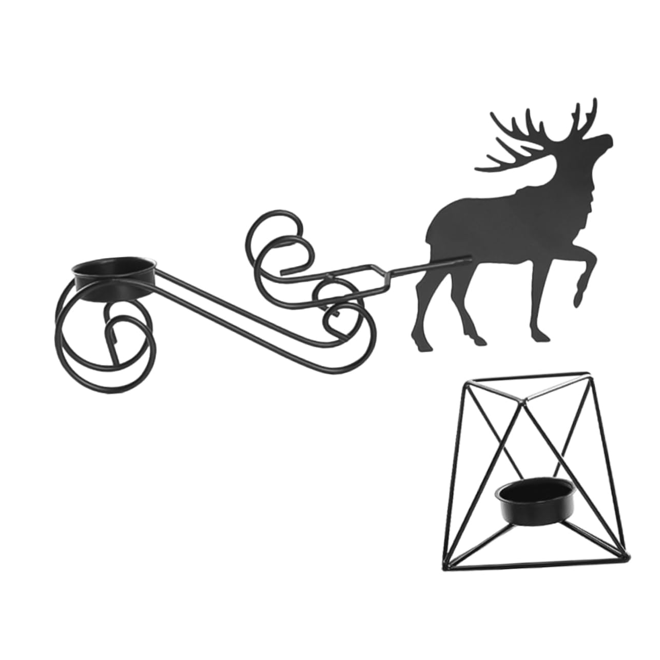PRETYZOOM 2pcs Wrought Iron Elk Candle Holder Metal Candle Stand Christmas Candle Stand Christmas Desktop Adornment Metal Candlestick Christmas Candlestick Metal Candle Holder