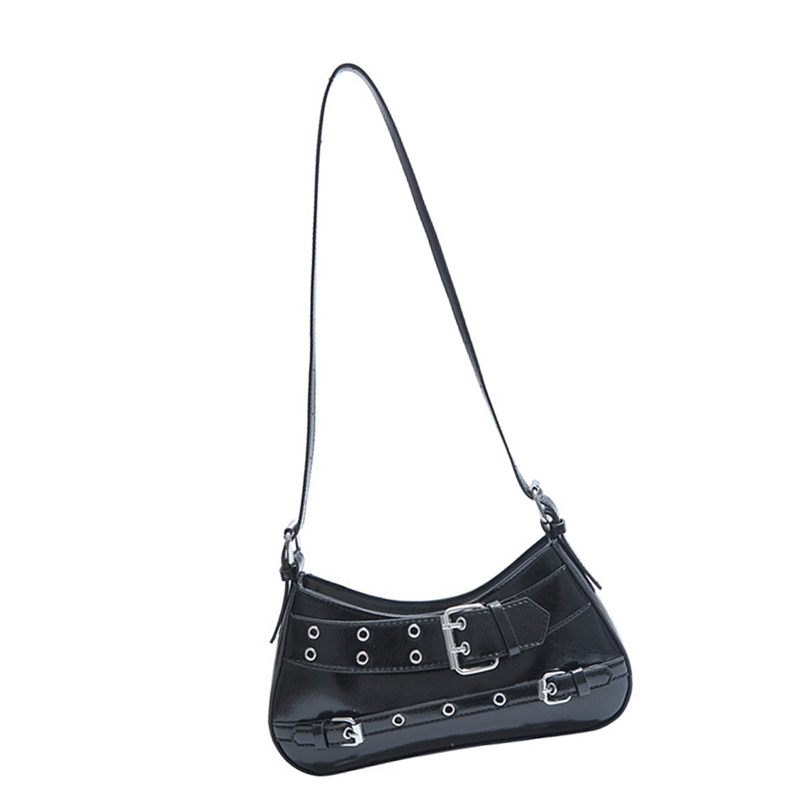 Jazuaiao Women's Black Bag Pu Leather Underarm Purse Trendy Shoulder Bag Shopping Simple Crossbody Aesthetic Armpit Pu Leather Crossbody For