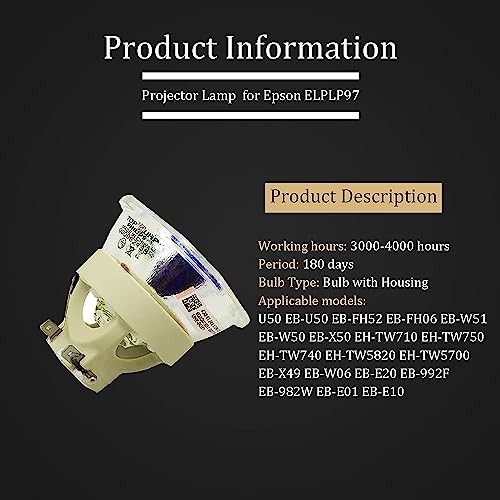 Lámpara de repuesto ELPLP96/ELPLP97 para proyector Epson miniatura 3