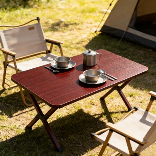 Plateau de table rectangulaire en teck 50x30 cm marron clair - 8
