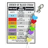 Order of Blood Draw Beads with Reference Card, Essential Resource Tool for Phlebotomist, Badge Reel Accessory for Phlebotomist Nurse RN Student Practitioner Graduation Gift