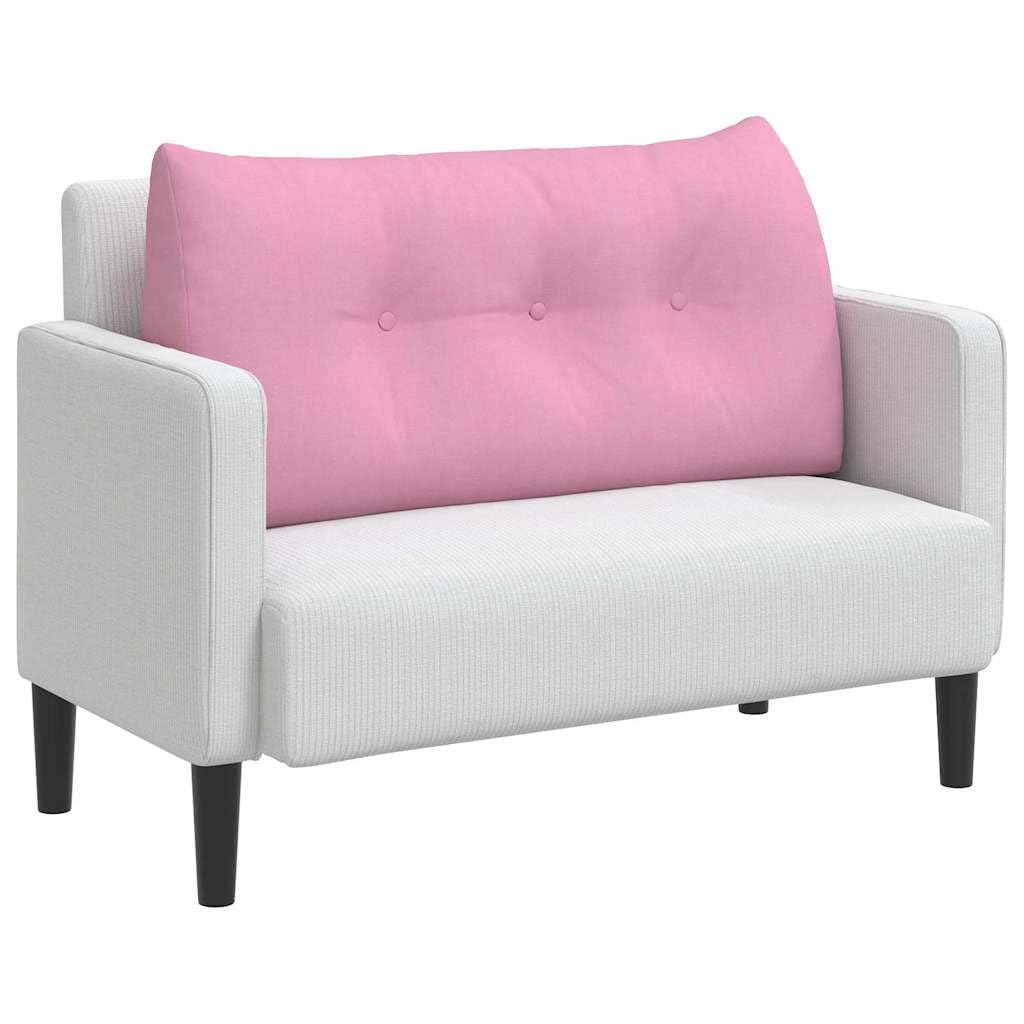 Rücken Kissen Rosa 100x24x50 cm Samt-Optik - Ergonomisches Lesekissen mit Knöpfen und Abnehmbarem Bezug - Großes Rückenkissen für Bett, Sofa und Home Office