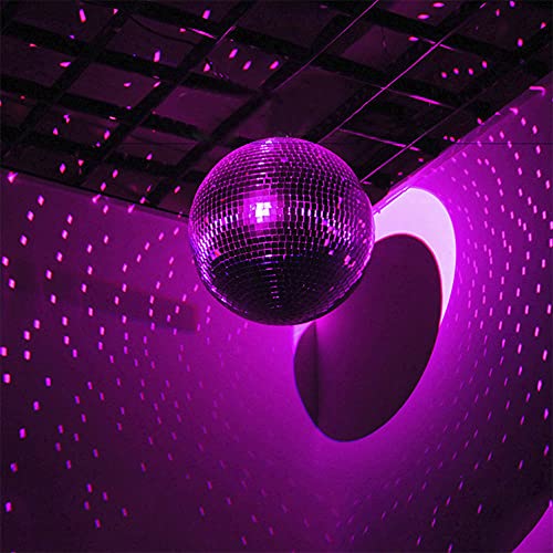 Bola espejada giratoria de vidrio, 8 pulgadas, para efectos de iluminación en discotecas, bodas, fiestas y escenarios miniatura 4