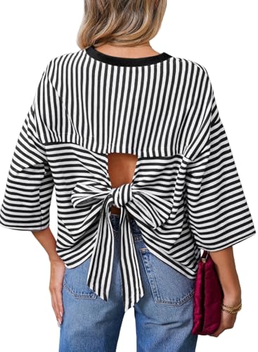 Dokotoo Tops for Women Short Sleeve Oversized T Shirts for Summer 2026 Casual Striped Colorblock Tees Fashion Outfits Plus Size Black 2X