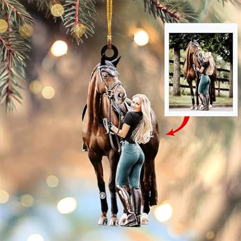 Customized Your Photo Ornament, Personalized Photo Mica Ornament, Horse Ornament, Horse Christmas Ornament, Photo Ornament, Horse Ornaments for Christmas Tree, Birthday Gift for Horse Cover