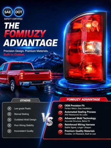 Image of Tail Lights Assembly Left Driver Fit 07-13 Chevy Silverado 1500 2007 2008 2009 2010 2011 2012 2013 2014 Chevrolet 2500 3500 HD 2500HD 3500HD Rear Brake Back Taillight Lens 25958482 25877454