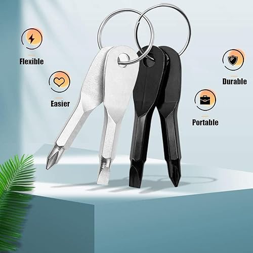 Juego de destornilladores de llavero portátil, mini llavero de bolsillo, destornillador Phillips de cabeza ranurada con llavero, kit de reparación