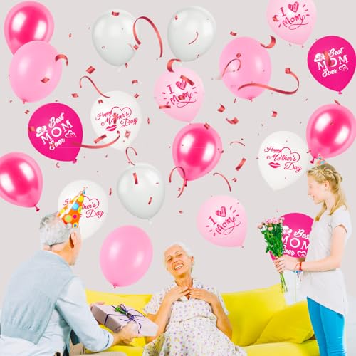 Mother's Day Balloons, 12 Inch Mom Latex Balloons, I Love You Mom Printed Decorations for Mother's Theme Party Supplies and Arch Decorations - Image 5