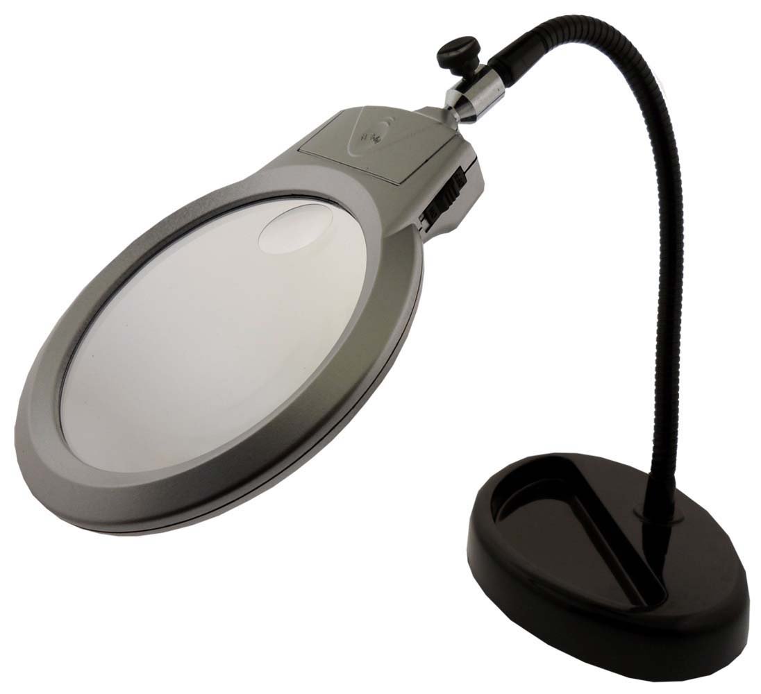 ILLUMINE 1.5X LED Magnifier with Flexible 8.5" Gooseneck | Built-in Tray & Bright Dual Lights | Perfect for Desk & Workstations