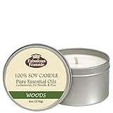 Fabulous Frannie Woods All-Natural Soy Candles Cotton Wick High Pure Essential Oil Scent 40 Hours Burn Time Gift for Women & Men 6 Ounce (Pack of 1)