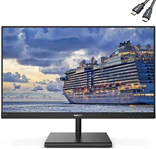 Philips 27 Inch 2021 Newest Computer Monitors Frameless Monitor, 27" Full HD IPS, 124% sRGB, FreeSync 75Hz, VESA, 4ms Response Time, VGA, HDMI, Black w/ 4K HDMI (1-Pack)