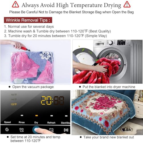Image of JYK Soft Fleece Bed Blanket King Size, 520GSM 5.7 Pounds - Korean Style 2 Ply Reversible Silky Cozy Plush Warm, Comfy Blanket Microfiber for Autumn, Winter - 83'' x 91'', Blue /Peony /Peony