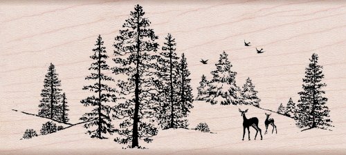 Hero Arts Rubber Stamps K5524 Winter Scene Woodblock Stamp