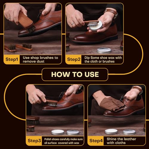 RAPSAKEMOH 10Pcs Shoe Polish Kit, Horsehair Brush Shoe Shine Kit For men - image 5
