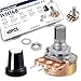 WH148 Potentiometer Kit, 40PCS 3-Pin Linear Rotary Variable Resistors 1K 2K 5K 10K 20K 50K 100K 250K 500K 1M Ohm, Includes Potentiometer Knobs